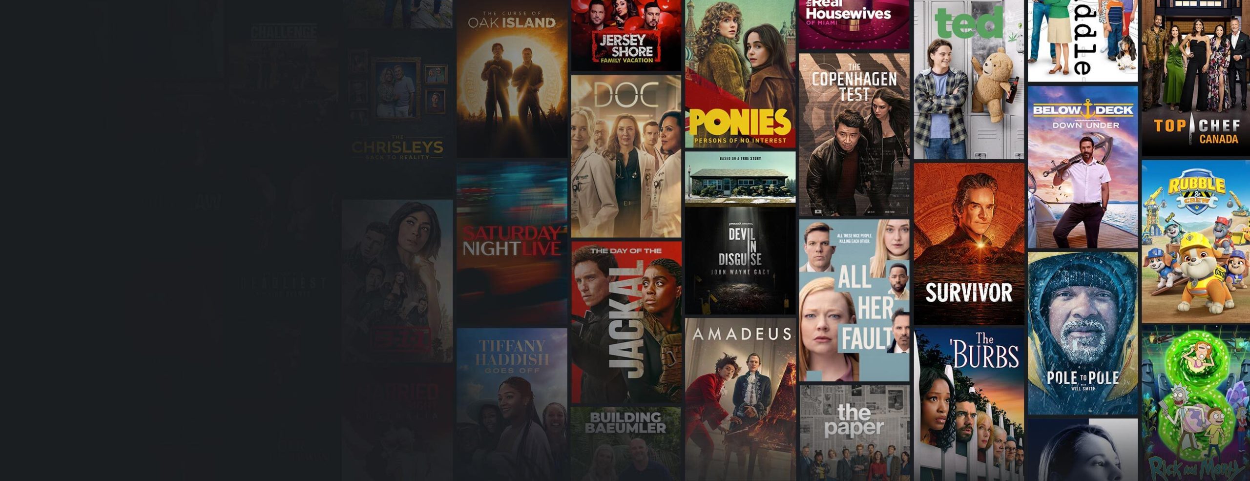 Collection of thumbnails showing various shows from StackTv